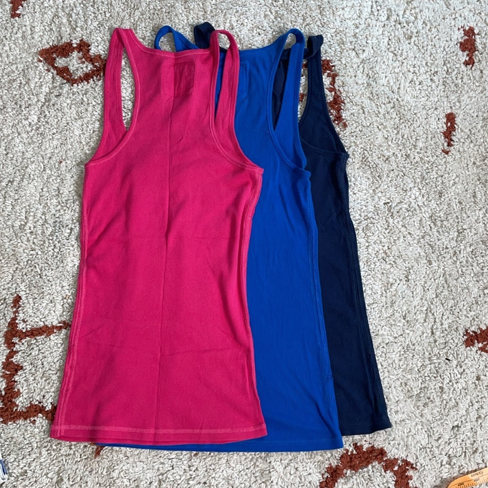 A&F- 3 LONG Style Racerback Tanks- Sz Lrg- Pink/Navy/Royal Blue-*Flawed* - Picture 8 of 16